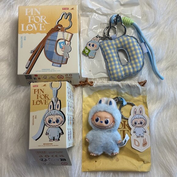AUTHENTIC Labubu Pin for Love Plush Pendant + Letter Pendant Set – D - Picture 1 of 6